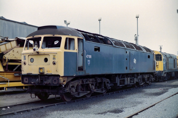 47191 in BR Blue livery at Wigan Springs Branch.
