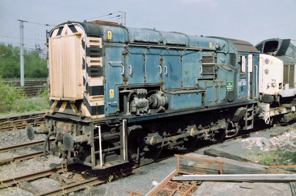 08481 in BR Blue livery at Wigan Springs Branch Junction on an unknown date.