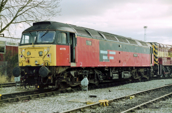47775 in Rail Express Systems (RES) livery at Crewe Diesel Depot.