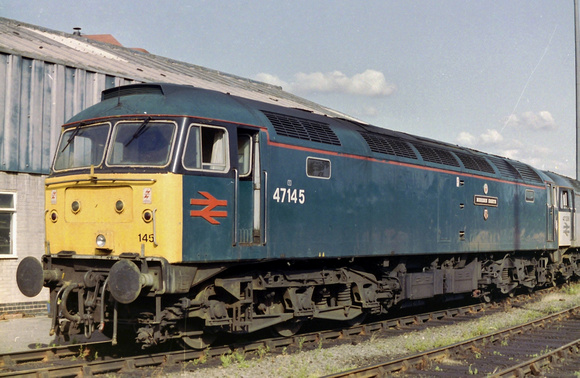 47145 in all over blue livery with the red BR logo's at an unknown location.