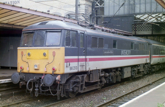 86213 in Intercity Swallow livery at Preston Railway Station.