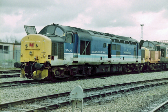 37420 in Regional Railways livery at Crewe Diesel Depot.