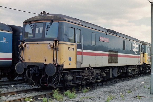 73119 "Kentish Mercury" in Intercity Mainline livery at Eastleigh Depot.