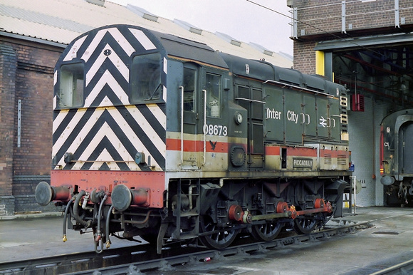 08673 "Piccadilly" in Intercity livery at Longsight Depot.